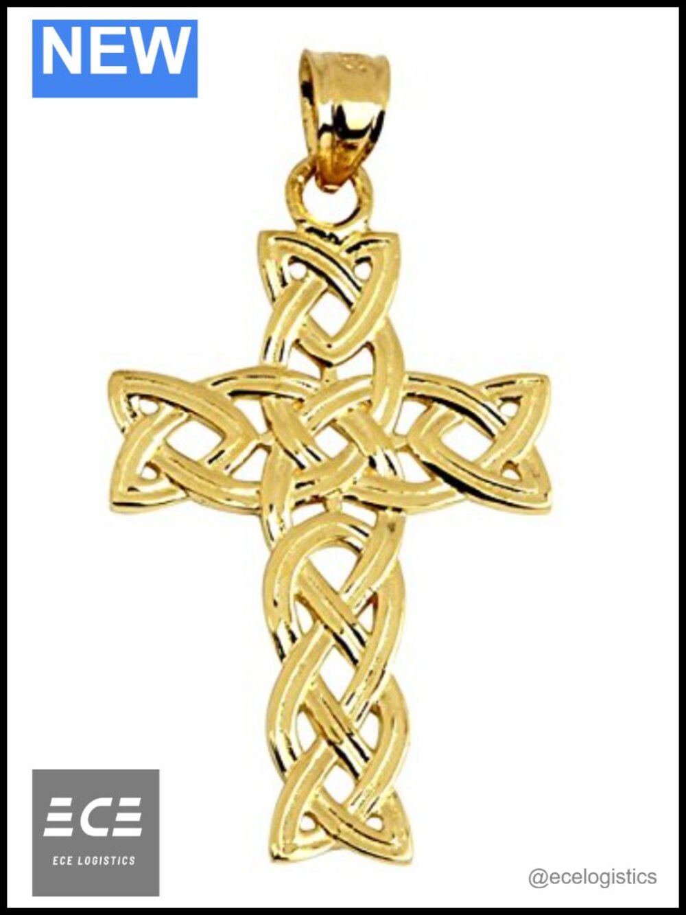 10K Yellow Gold Celtic Trinity Cross Pendant